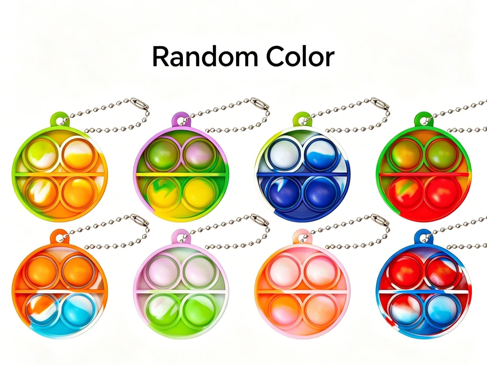 8pk 5cm Heart Pop It Fidget Keychain