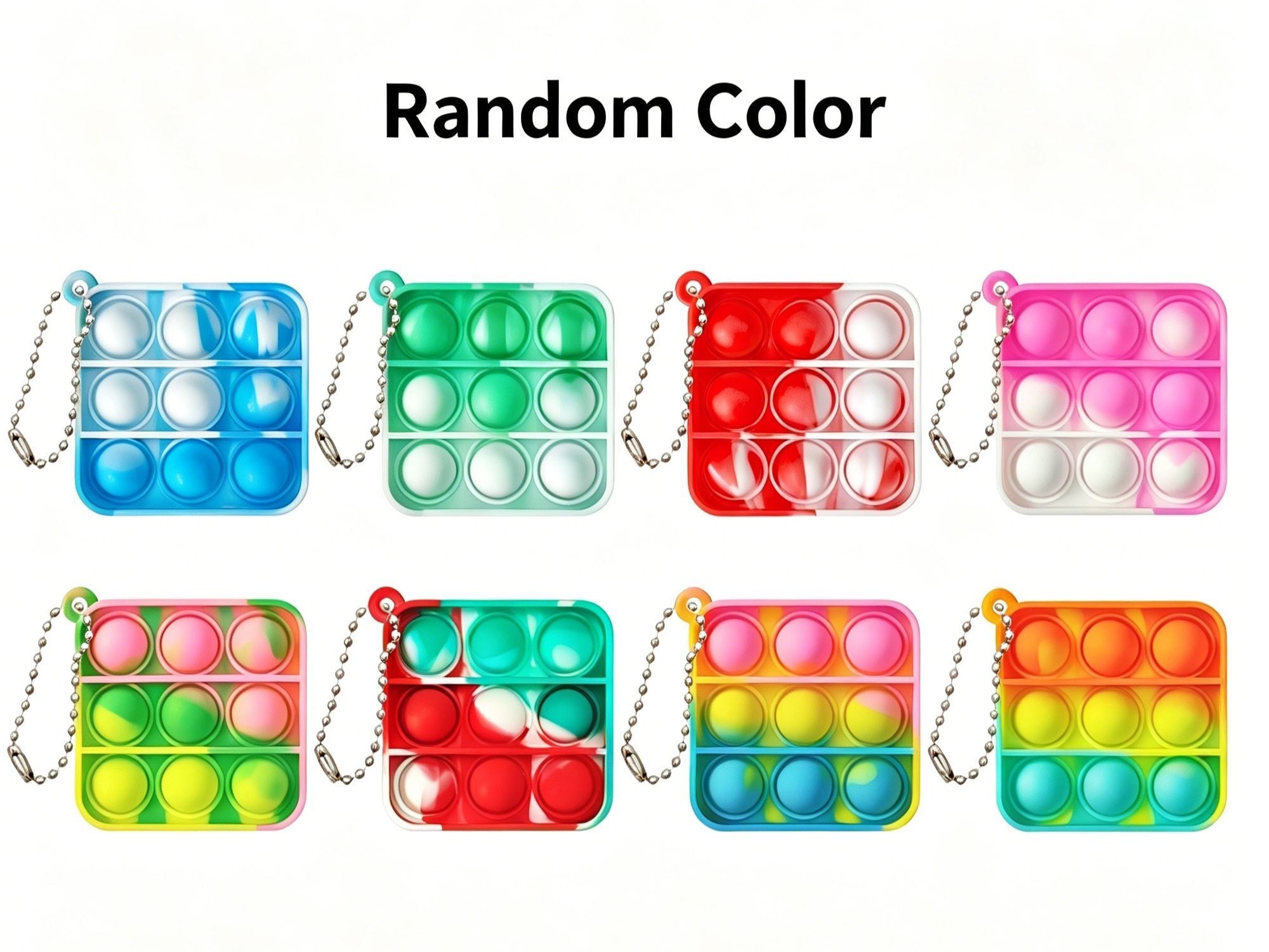 8pk 5cm Heart Pop It Fidget Keychain