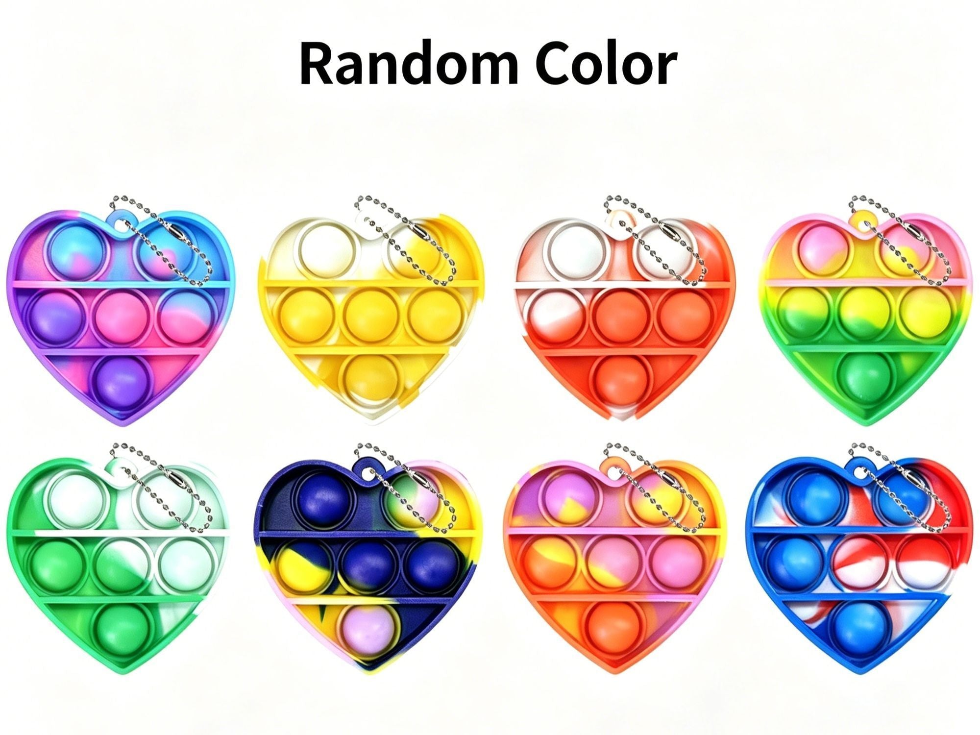 8pk 3cm Square Pop It Fidget Keychain