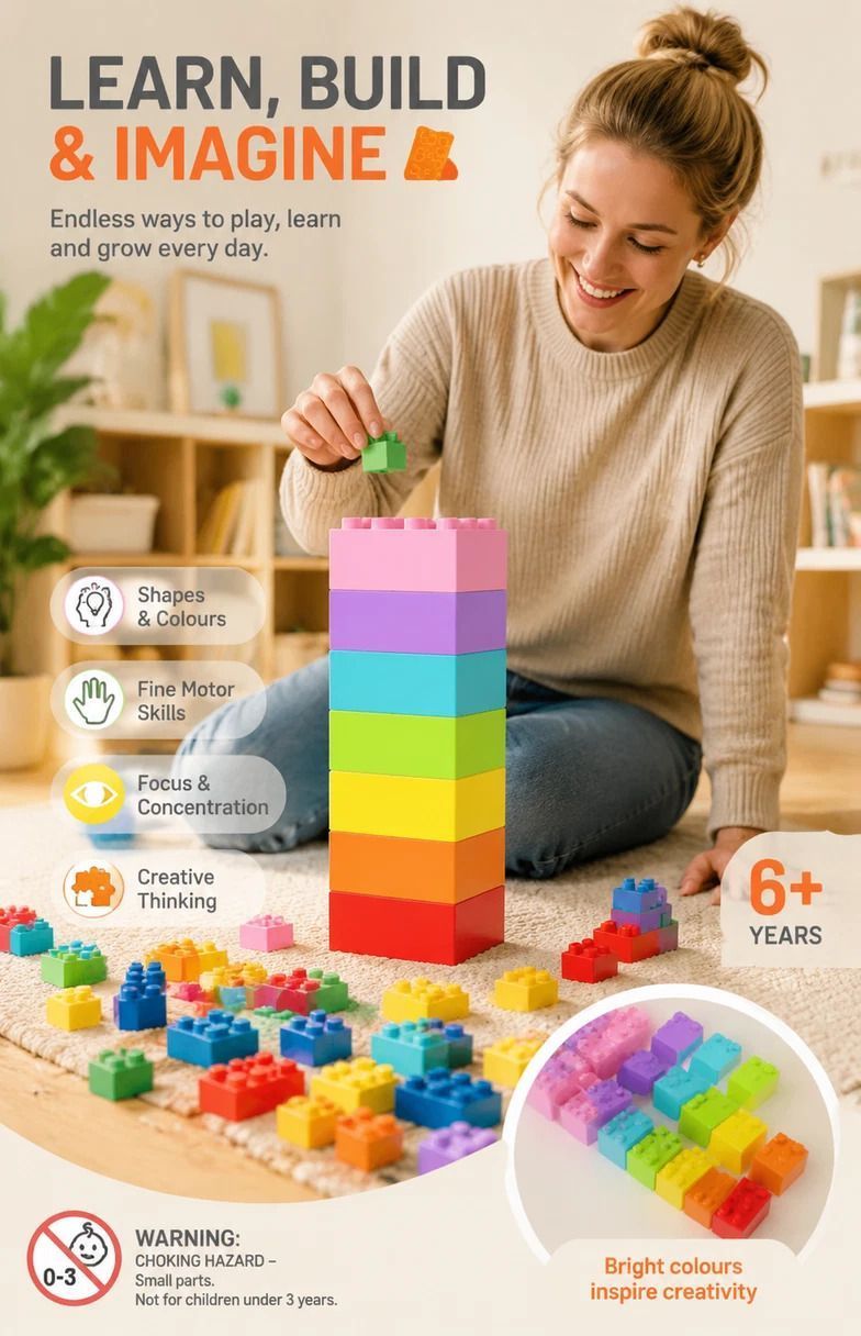 Lovely Mini Building Blocks DIY Puzzle Toy, 500pcs Plain Bag Girls Colours (Separater & Instruction Included)