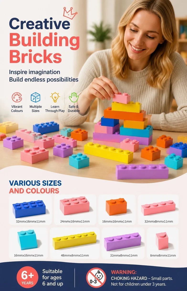 Relaxing Mini Building Blocks DIY Puzzle Toy, 300pcs Plain Bag Regular Colours (Separater & Instruction Included)