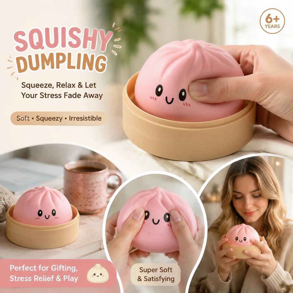 Stress Relief Giant Bun Squishy, Daily Gift, Plain Pink