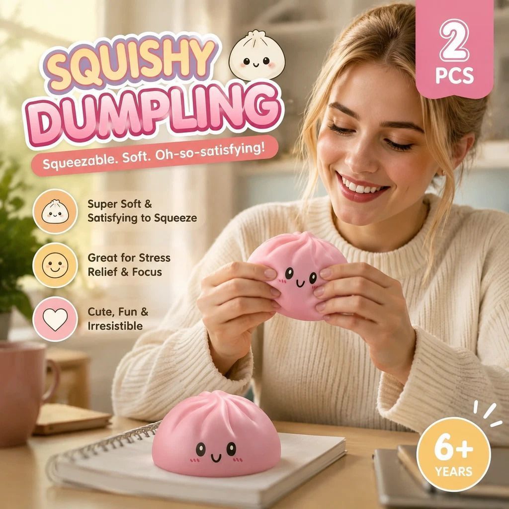 Stress Relief Giant Bun Squishy Plain Pink 2 Pack, Soft Daily Gift