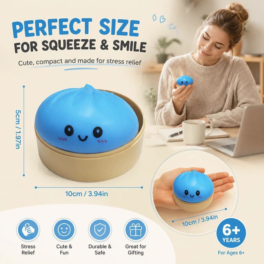 Stress Relief Duo Glitter White & Glitter Gold Bun Squishy 2 Pack, Elegant Souvenir Pair