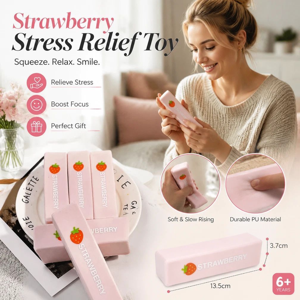 Ultra Soft Slow Rebound Stress Relief Toy, Strawberry Butter Stick 23cm
