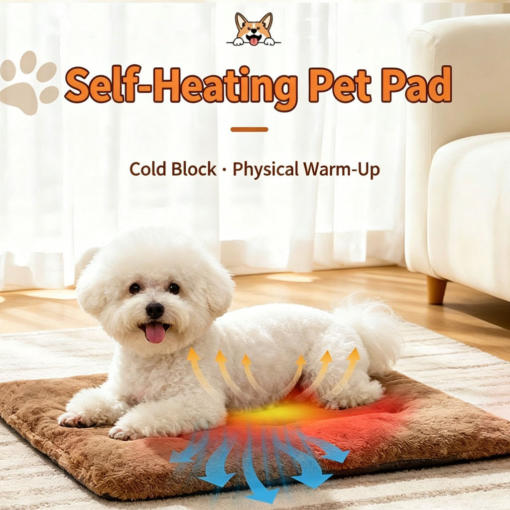 Khaki Self Heating Pet Pad L Size 56*90cm Warm Dog Cat Mat