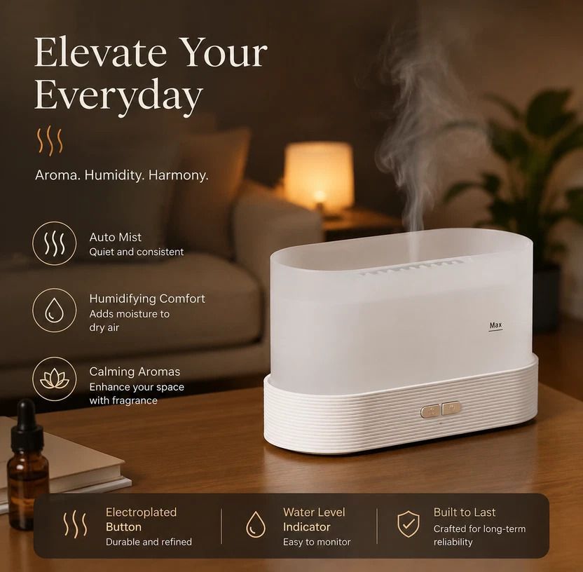 2 Pack USB Flame Diffuser, Black RGB Light, Hamper Gift
