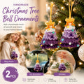 2 Pack Crochet Bell Ornament Style B Purple, Xmas Hamper Filler