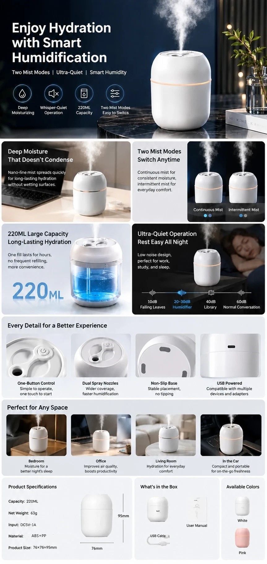 8 Pack Nordic Pink & Glacier White Humidifier Mixed Bulk Set