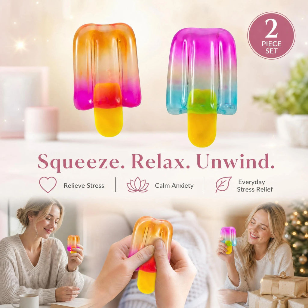 Slow-Rise Popsicle Squishy Stress Toy - 2 Pack (Orange & Blue)