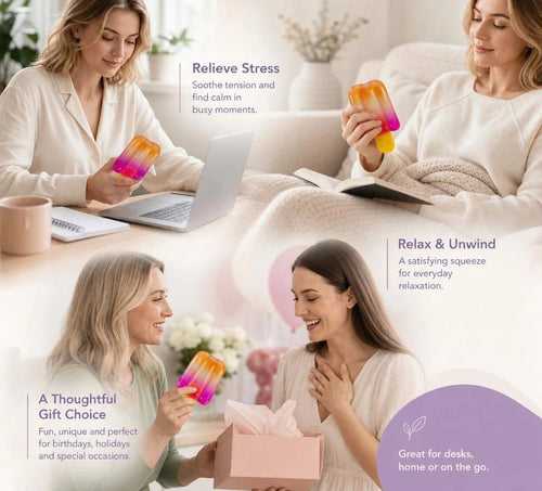 3 Pack Popsicle Squishy Purple Orange Blue, Varied Shades For Daily Mental Relaxation, Relief Kit