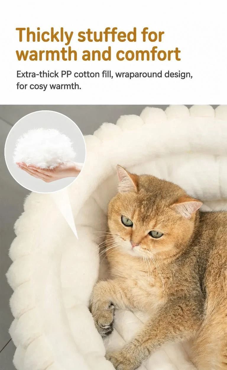 Cute Notch Entry Pet Nest, Pink S Size, Warm Fluff For Kittens & Small Dogs