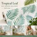 Self Adhesive PVC Wall Decal 0.45x6M, Nordic Palm Leaf Print, Tropical Fresh Background