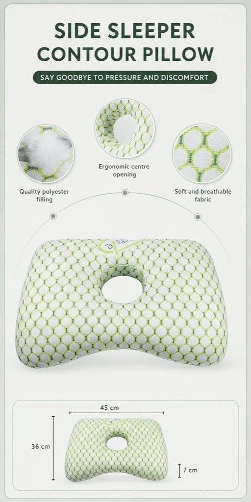 Big Size Pressure Relief Ear Pillow 47x32x10, Pink, Thoughtful Gift For Long Hours Rest