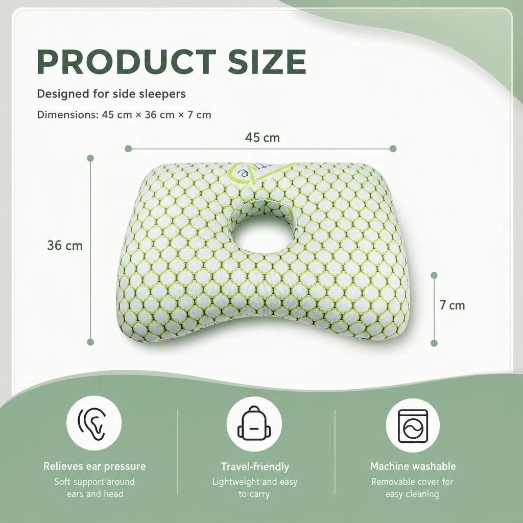 Detachable Liner Ear Care Pillow 39x28x6, Ice Blue, Cool Touch & Easy To Clean