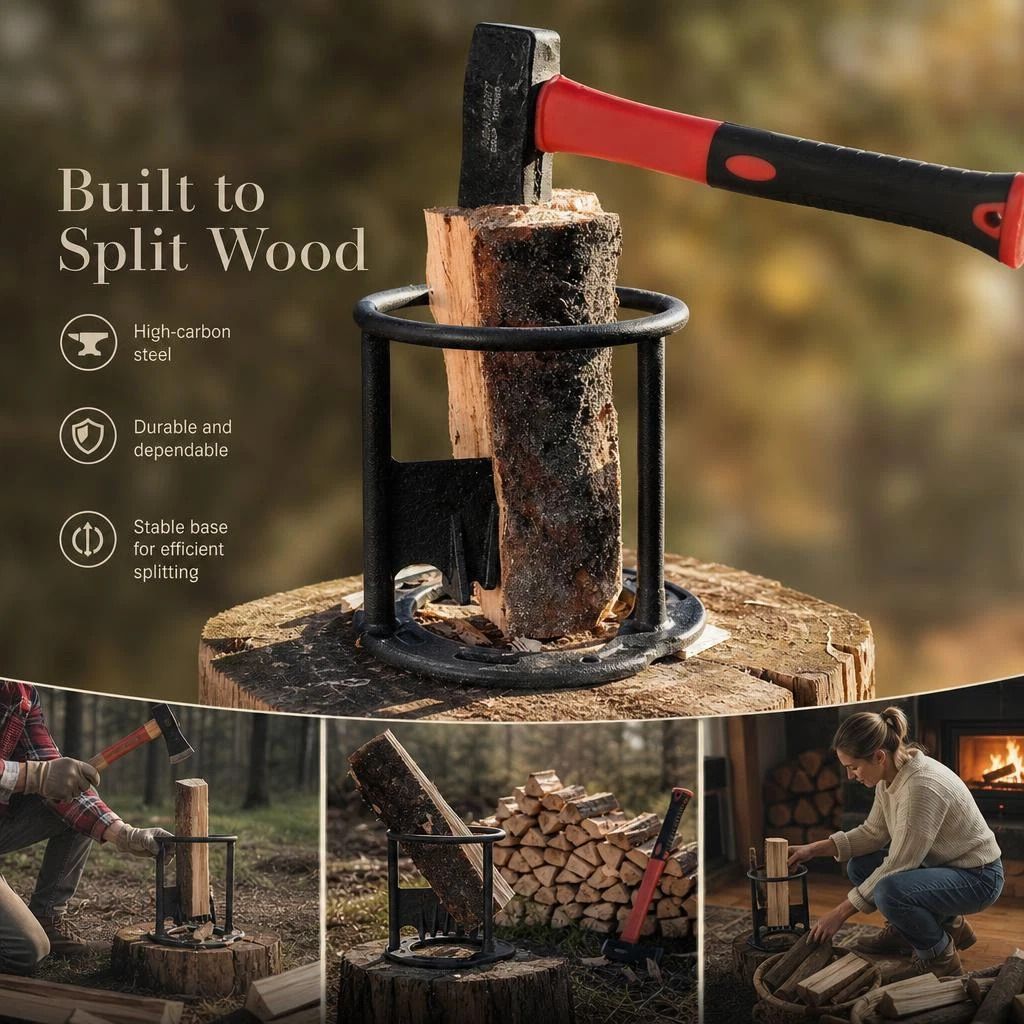 Labor Saving Hand Log Splitter Cross Base 19cm, Even Force Design For Home Use