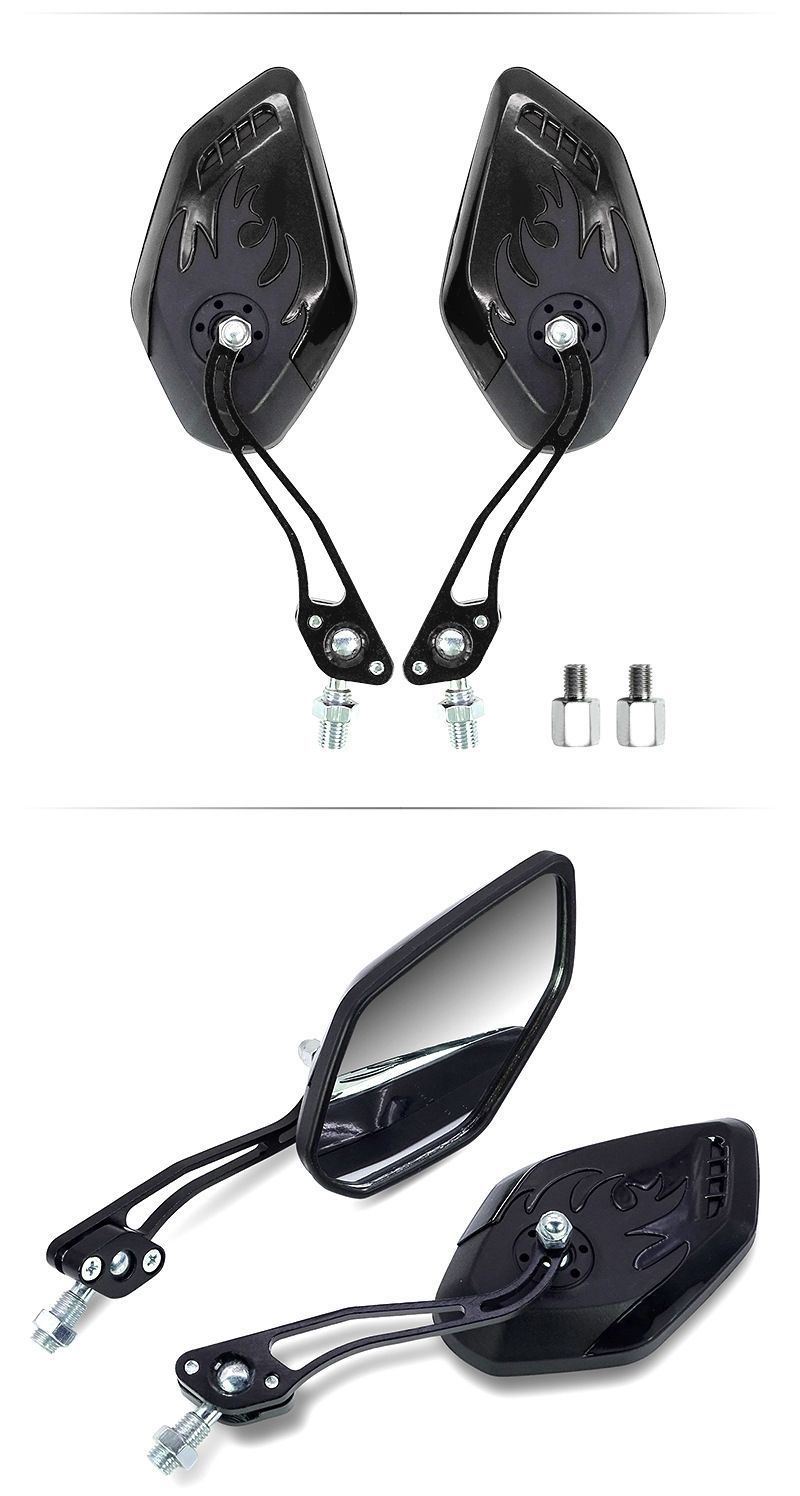 1 Pair Motorcycle Bicycle Rearview Mirror With Mount, Black