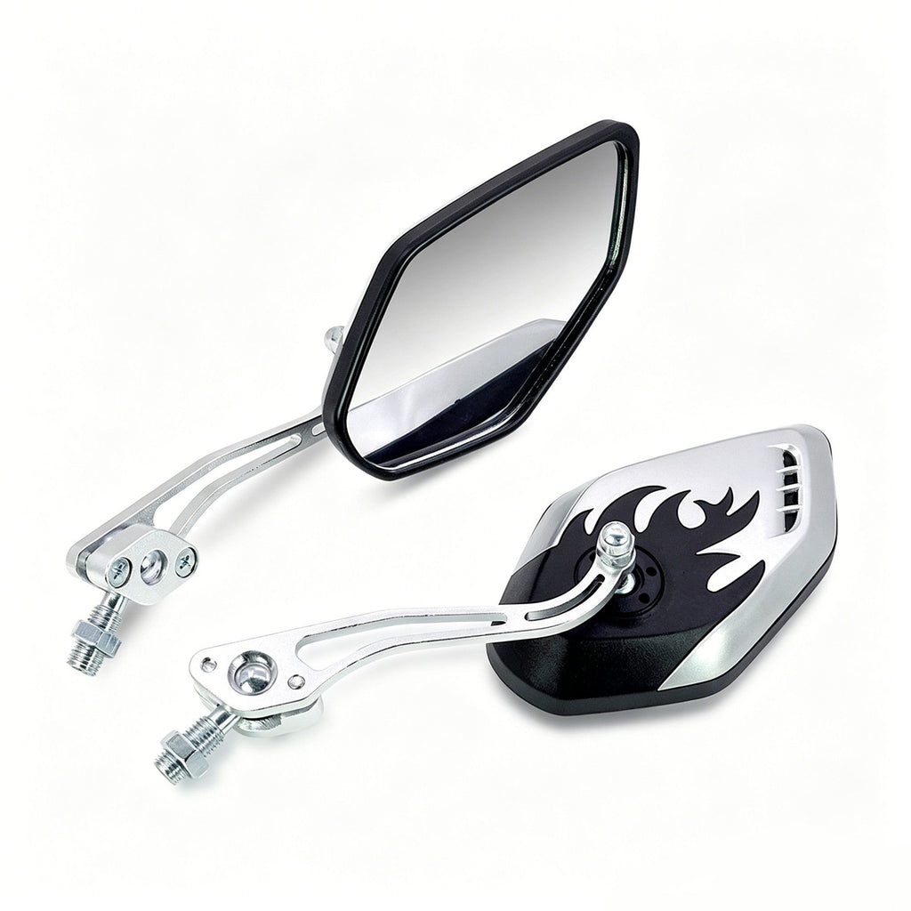 1 Pair Motorcycle Bicycle Rearview Mirror With Mount, Silver