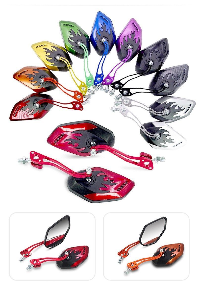1 Pair Motorcycle Bicycle Rearview Mirror With Mount, Silver