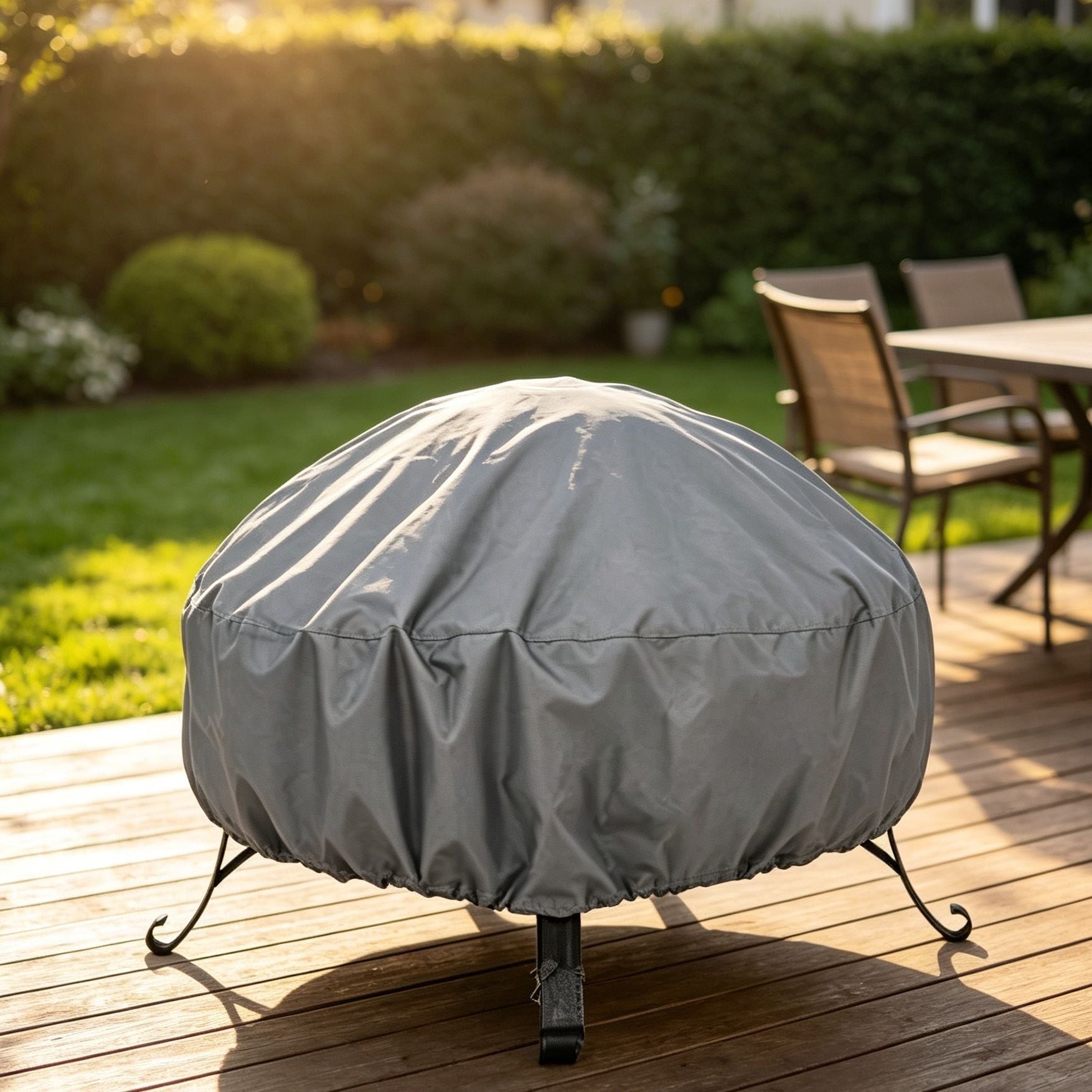 Weather Resistant Safe Fire Pit Cover Slate Grey 85x40cm
