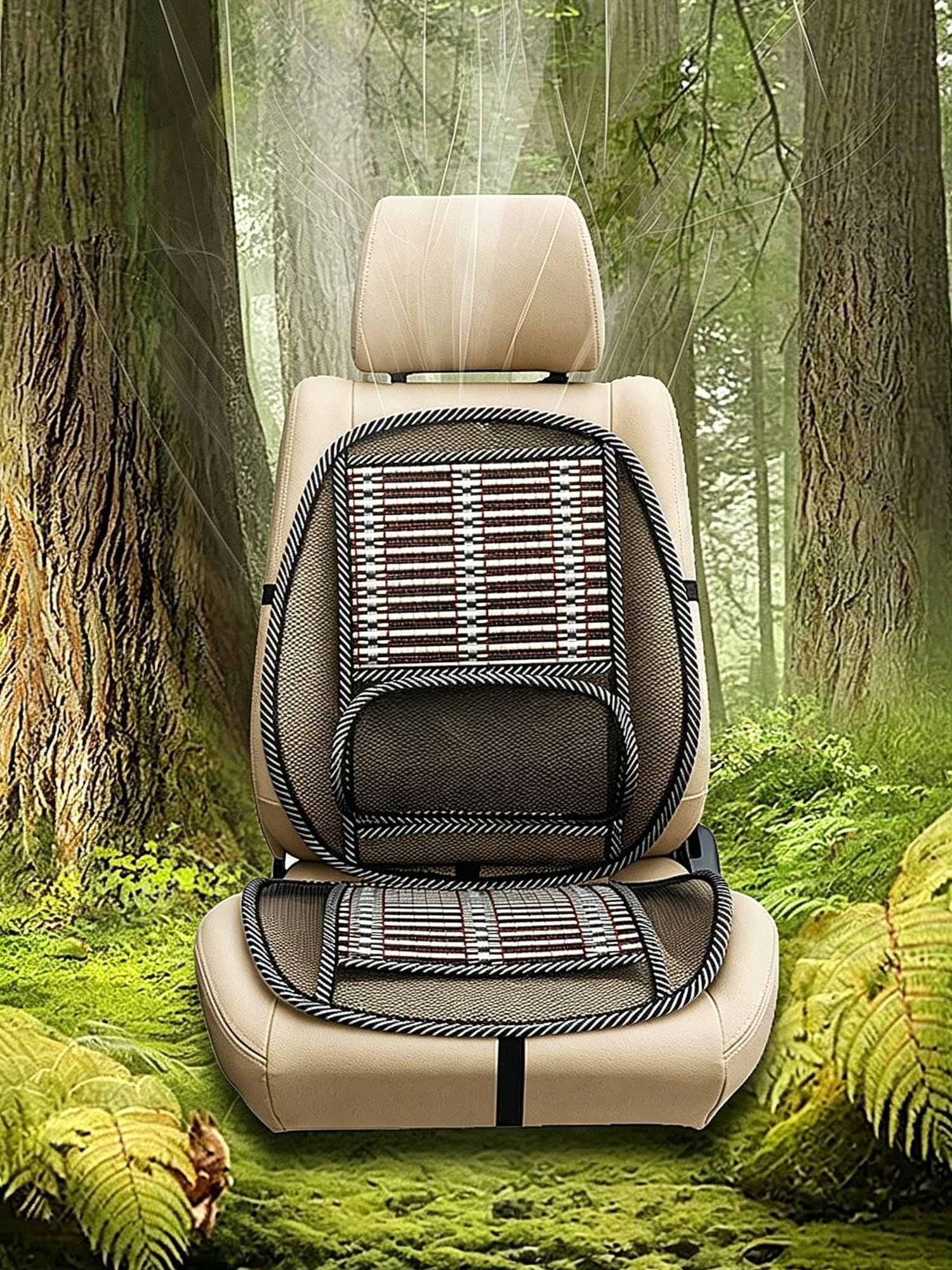 4pcs Car Bamboo Wire Cooling Seat Cushion With Backrest