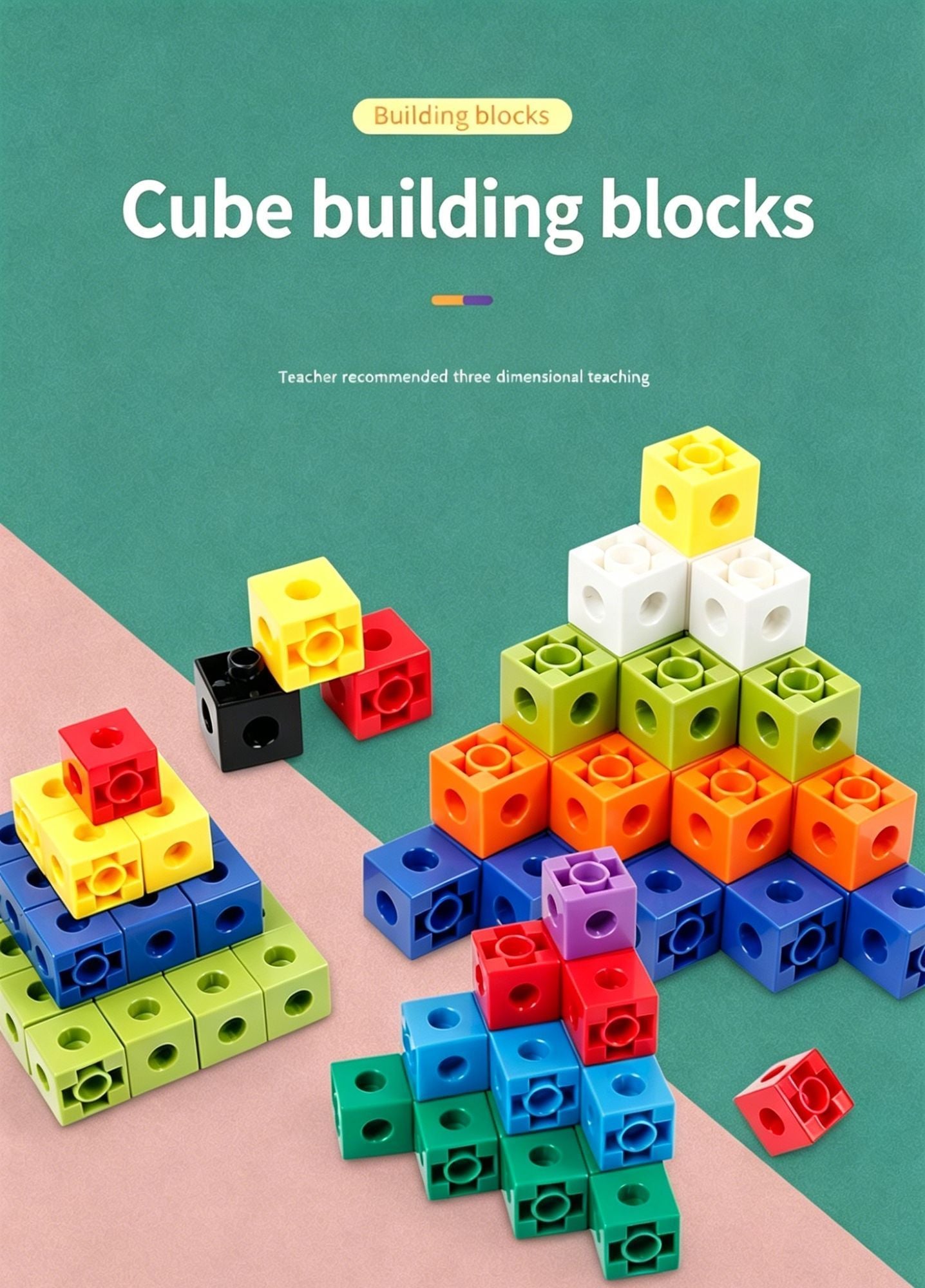 200pcs 10 Colors Mixed PP Square Building Blocks