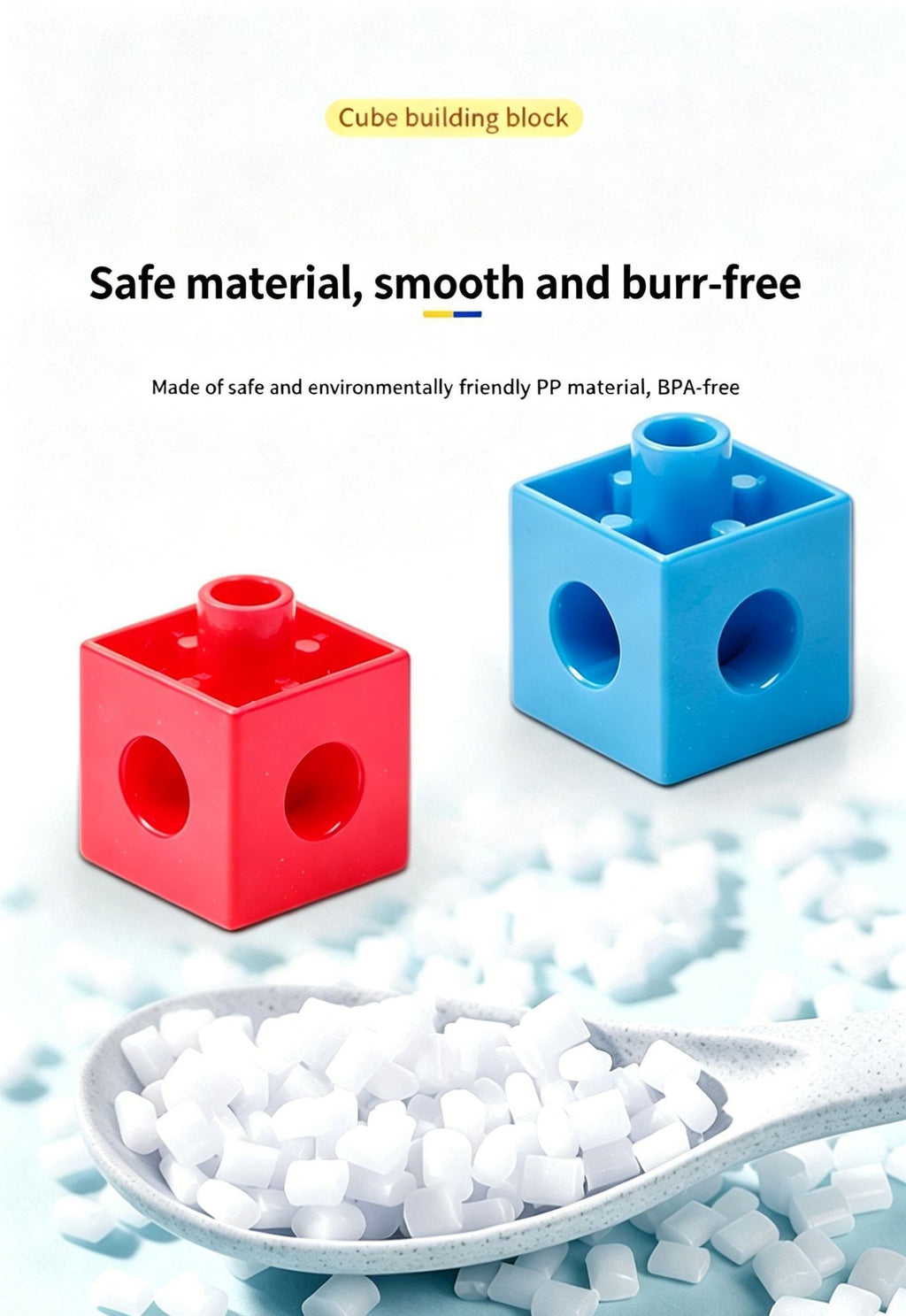 200pcs 10 Colors Mixed PP Square Building Blocks