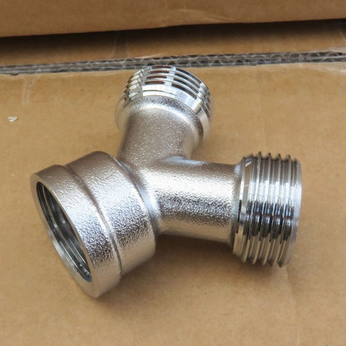 3/4" Electroplated Brass Threaded Tee Pipe Splitter For Sprayer 2pcs