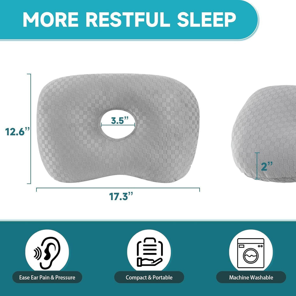 Grey Knit Skin Friendly Ear Cushion, Soothe New Piercing Pain