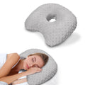 Grey Cozy Bean Velvet Ear Pillow, Fluffy Fabric For Peaceful Sleep