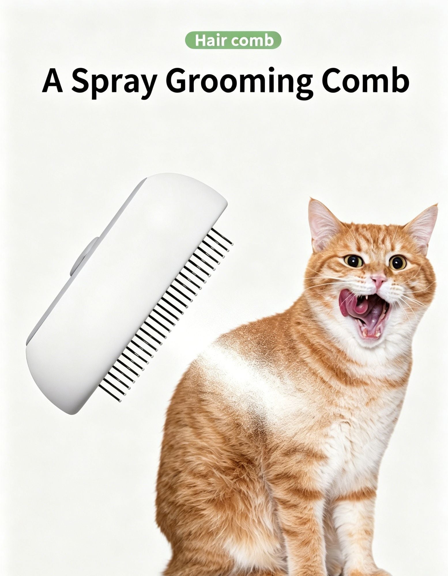 White Grey & White Yellow Combo Spray Comb 2pcs, Cat Grooming Massage Tool