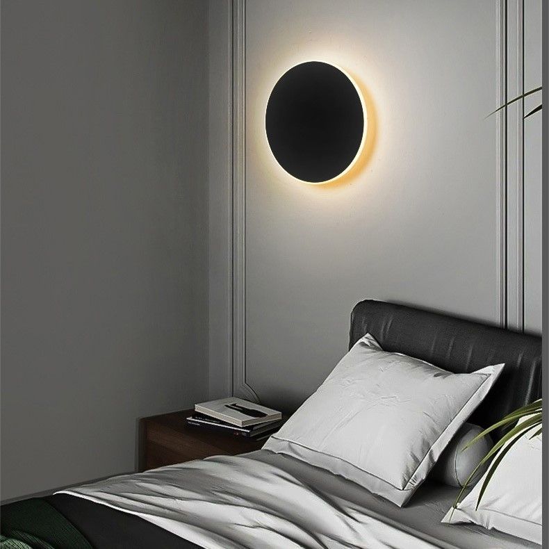 20CM Black Regular Eclipse LED Wall Light Stepless Dimming