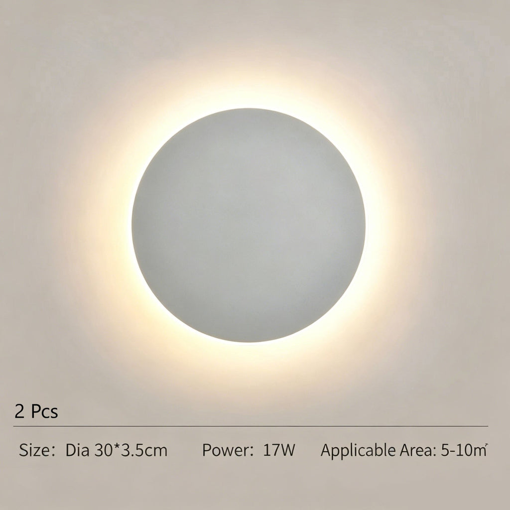 30CM White Regular Eclipse Wall Light 2Pcs Stepless Dimming