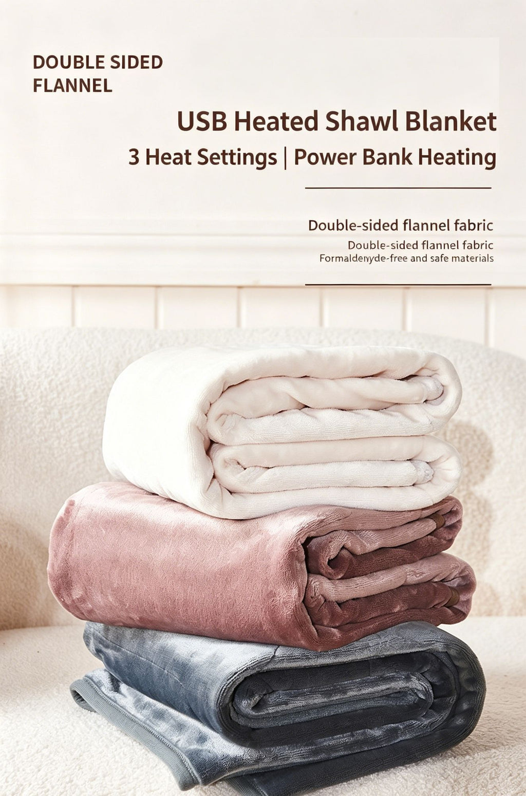 White USB Temperature Control Electric Blanket Portable Warm Cover For Student Home Use