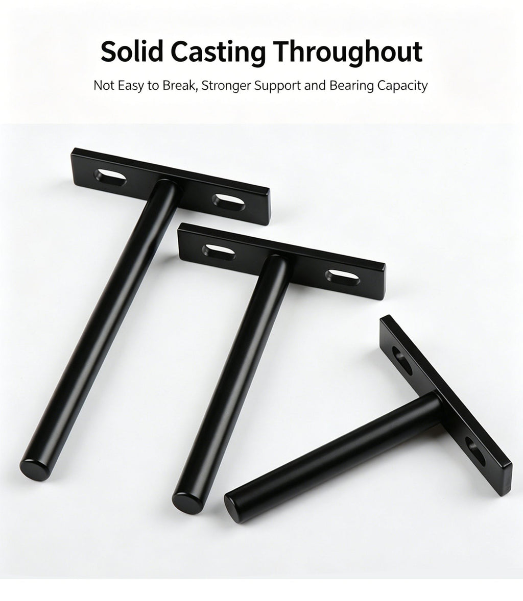 4" White Hidden T Shelf Bracket 2Pcs w/ 5x60&5x80 Screws
