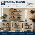 4" Nickel Hidden T Shelf Bracket 4Pcs w/ 5x60&5x80 Screws