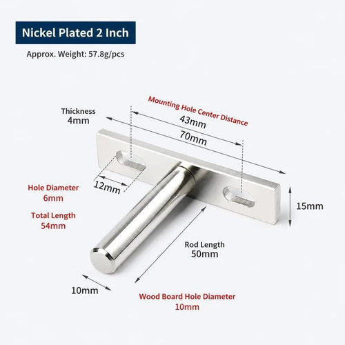 4" Nickel Hidden T Shelf Bracket 4Pcs w/ 5x60&5x80 Screws