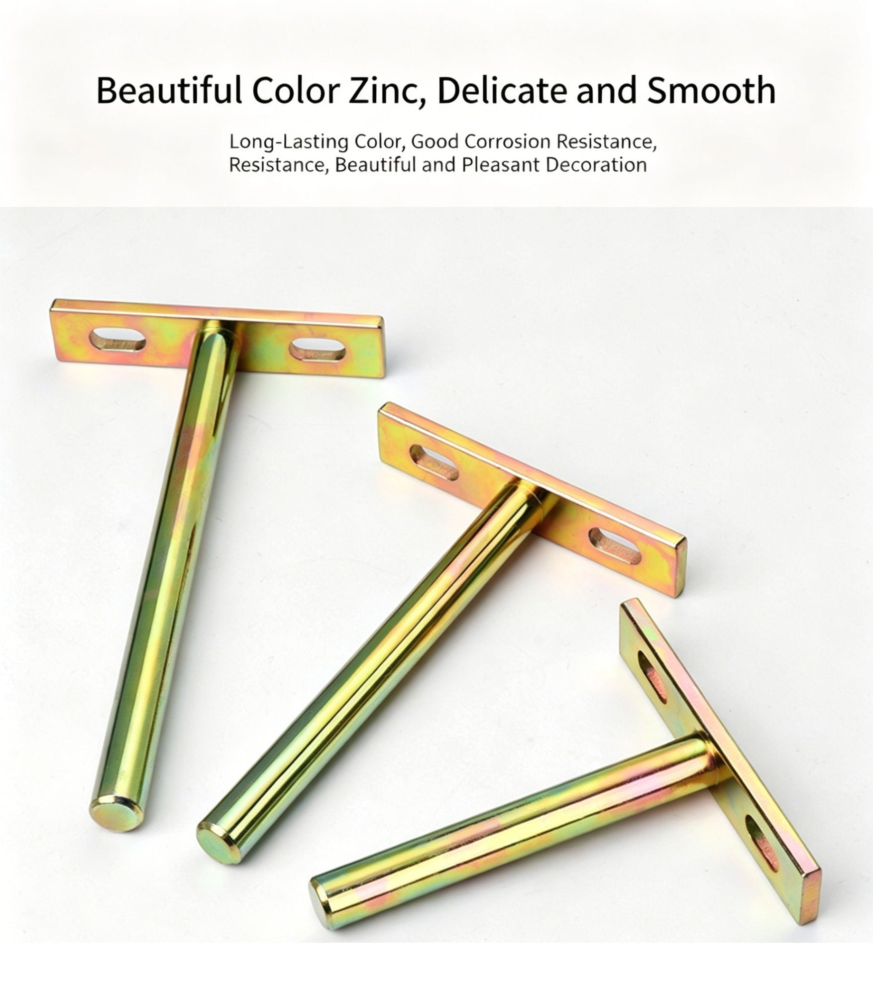 3" White Hidden T Shelf Bracket 4Pcs w/ 5x60&5x80 Screws
