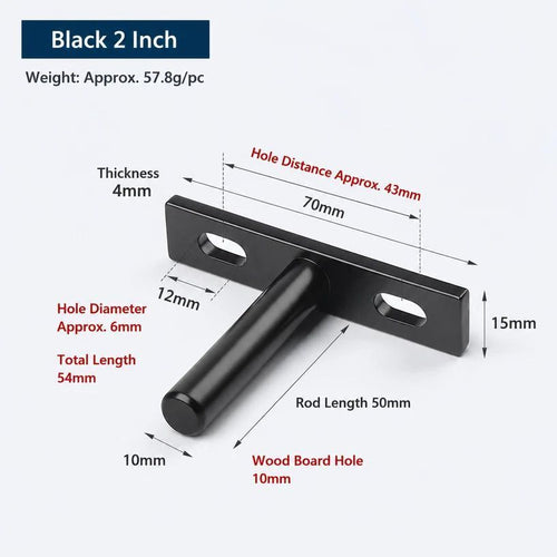 2" Black Hidden T Shelf Bracket 4Pcs w/ 5x60&5x80 Screws