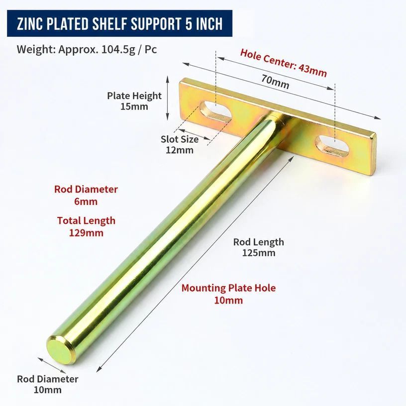 5" Color Zinc Hidden T Bracket 4Pcs w/ 5x60&5x80 Screws