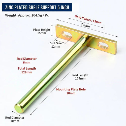 5" Color Zinc Hidden T Bracket 4Pcs w/ 5x60&5x80 Screws