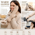 Khaki Fur Cuff Women's Fleece Windproof Bike Gloves