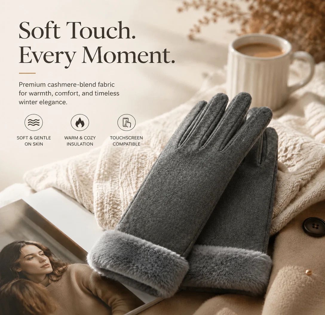 Grey 3 Stripes Women's Fleece Touch Screen Bike Gloves