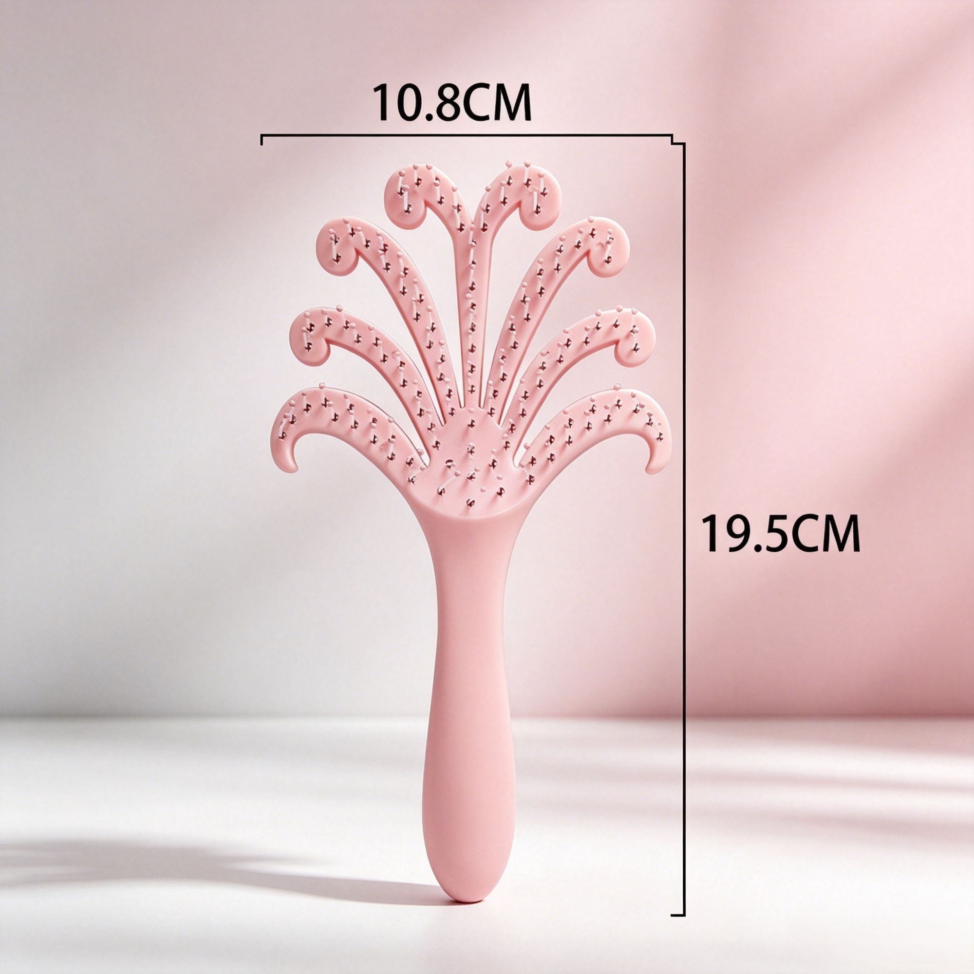 Light Pink Octopus Scalp Massage Brush Gentle Volumising Wet & Dry 1Pcs