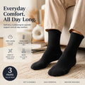Black Wool Lined Thermal Socks Unisex Thick Terry Winter Socks 3 Pairs