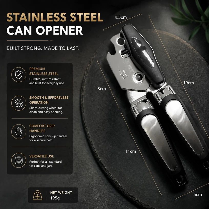 Upgraded Labor Saving Can & Bottle Opener Stainless Steel Household Gadget