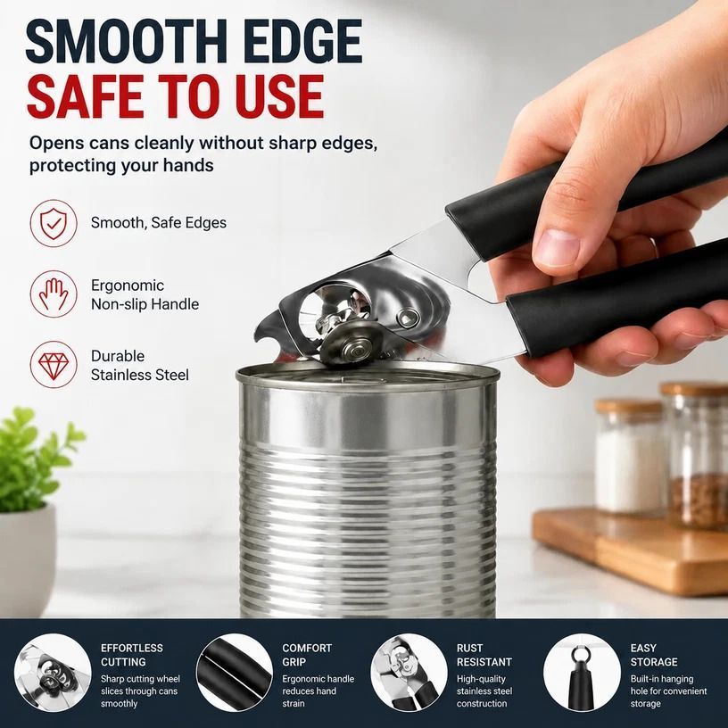 Upgraded Labor Saving Can & Bottle Opener Stainless Steel Household Gadget