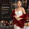 Wine Red Female Faux Fur Stole Fluffy Wrap For Party Occasions