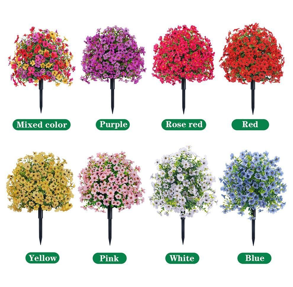 Sky Blue Faux Eucalyptus Violet Yard Stake Indoor Home Decor Stems