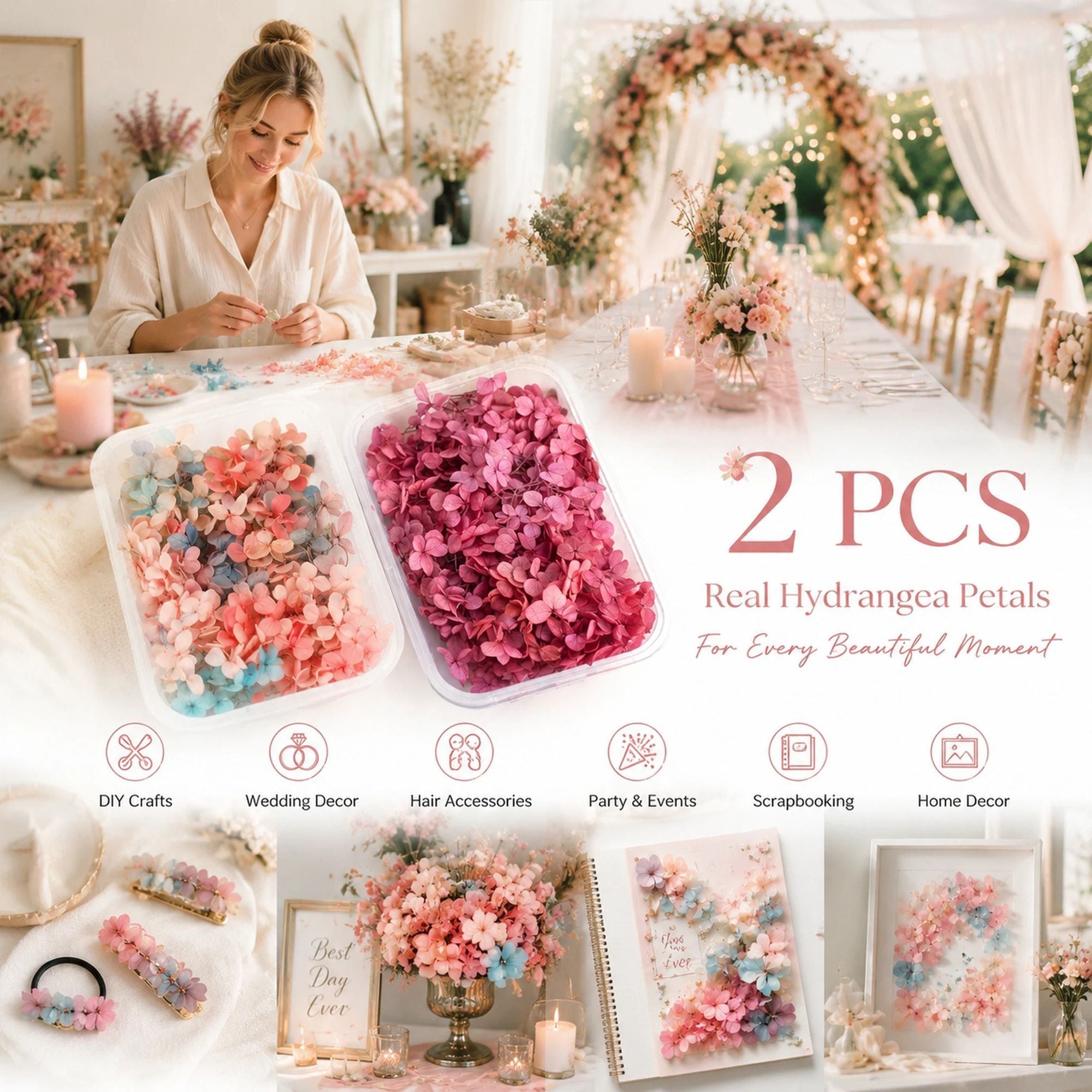 Dreamy Tone & Purple Cloud Gradient Preserved Hydrangea Resin Ornament Kit 2 Boxes